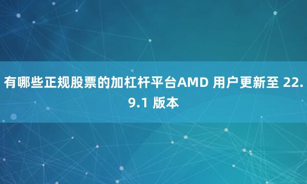 有哪些正规股票的加杠杆平台AMD 用户更新至 22.9.1 版本